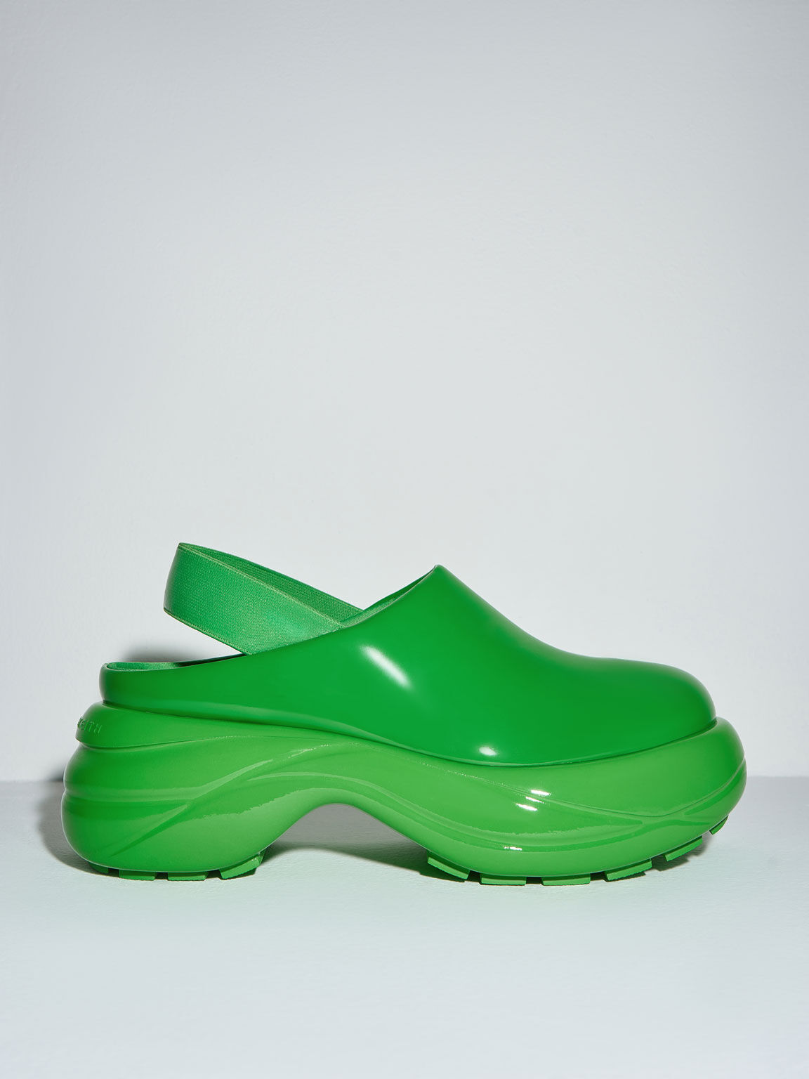 Roony 漆皮厚底懶人鞋, 綠色, hi-res