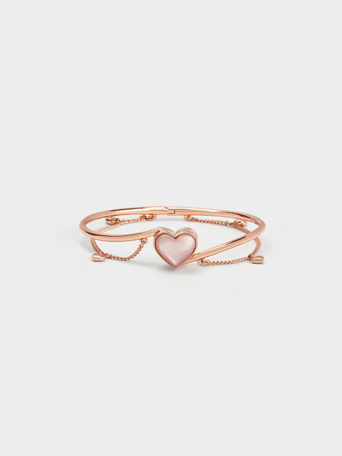 Heart Stone Chain-Link Bracelet, Oro rosa, hi-res