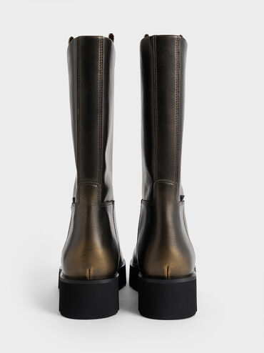 Double Pull-Tab Calf Boots, Bronze, hi-res