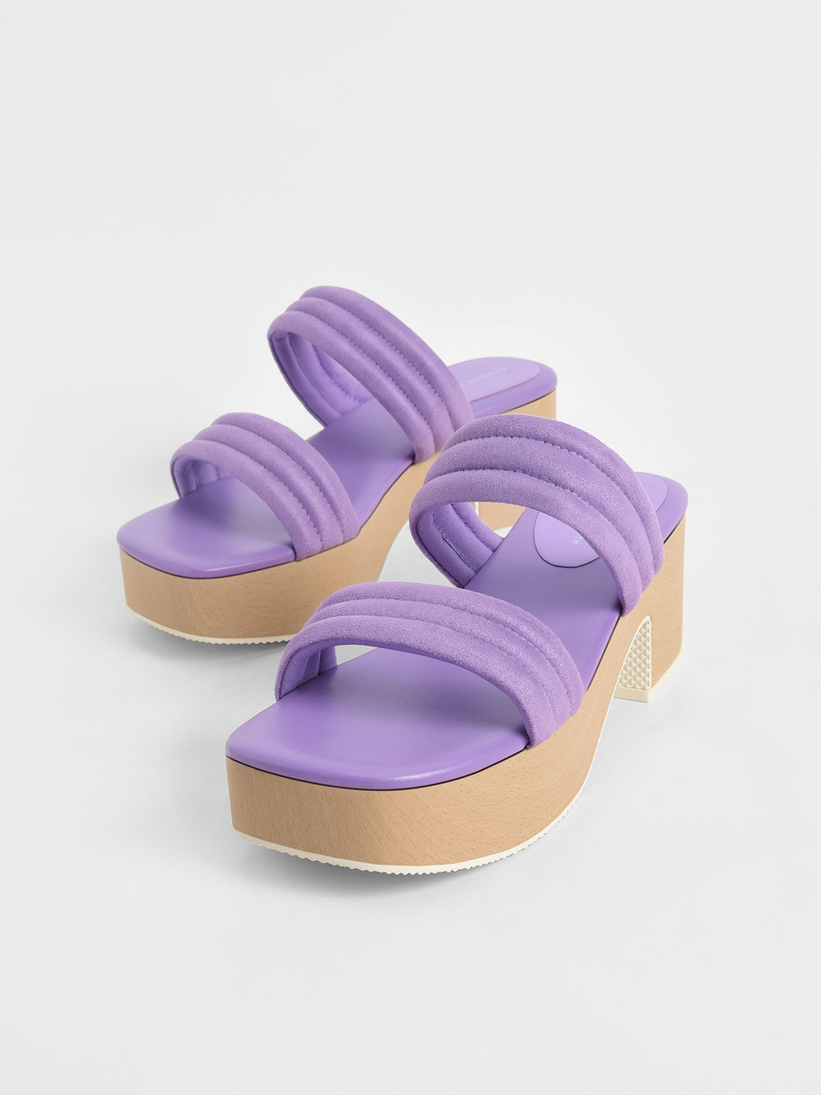 Textured Strappy Platform Sandals, Purple, hi-res