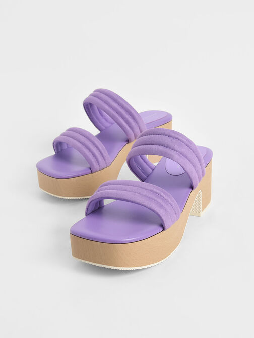 Textured Strappy Platform Sandals, Purple, hi-res