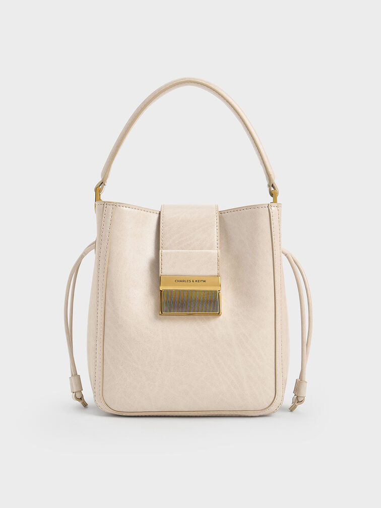 Charlot Elongated Bucket Bag, Oat, hi-res