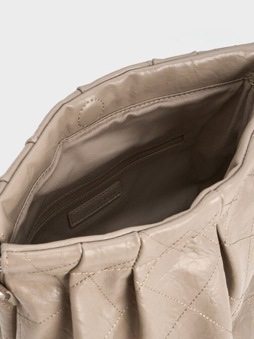 Duo Double Chain Hobo Bag, Taupe, hi-res