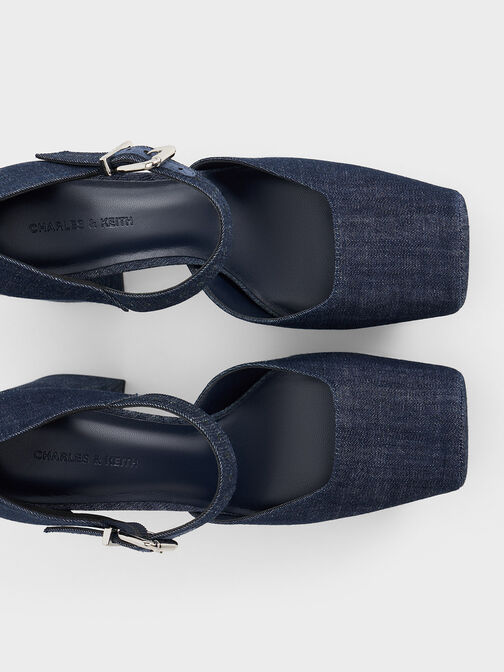 Zapatos de tacón d'Orsay Shayla de mezclilla con plataforma, Azul oscuro, hi-res