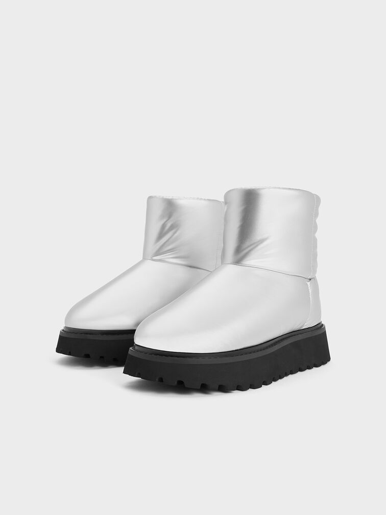 Romilly Puffy Ankle Boots, Silver, hi-res