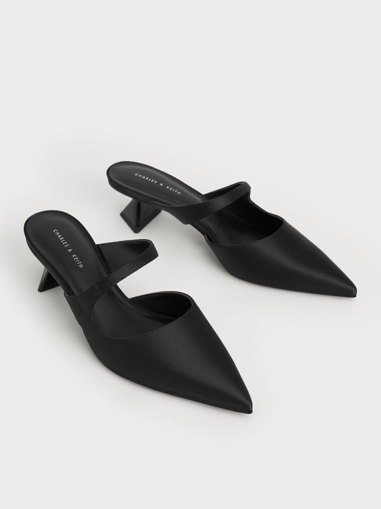 Asymmetric Sculptural Heel Pumps, Black, hi-res