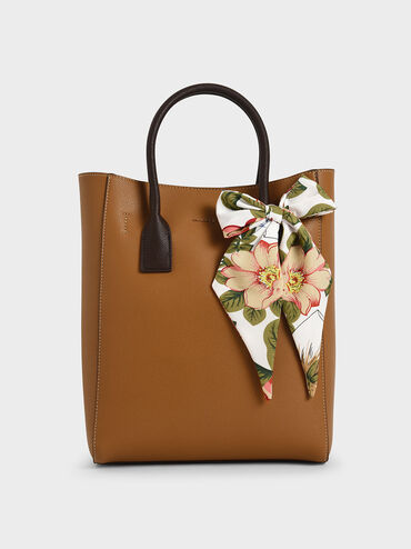 Chiffon Scarf Tote Bag, Camel, hi-res