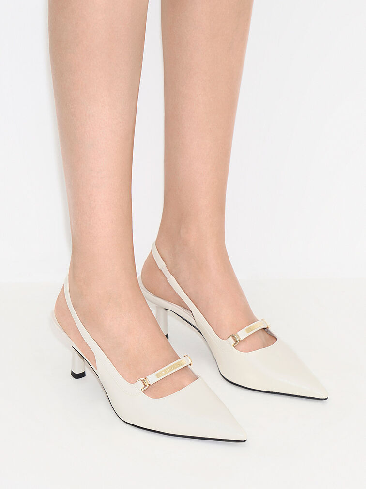 Charles & Keith Metallic Accent Slingback Court Shoes