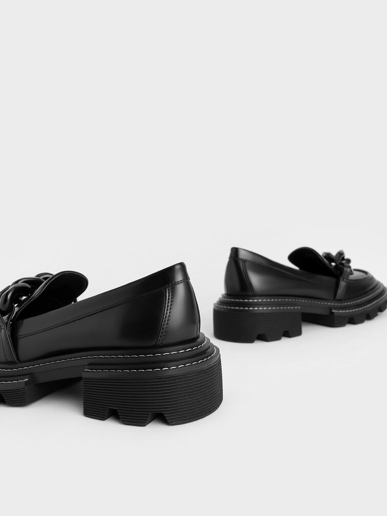 Perline 粗鍊條厚底樂福鞋, 黑色, hi-res