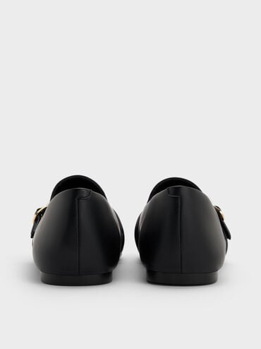 Woven Buckle-Strap Loafers, Black, hi-res