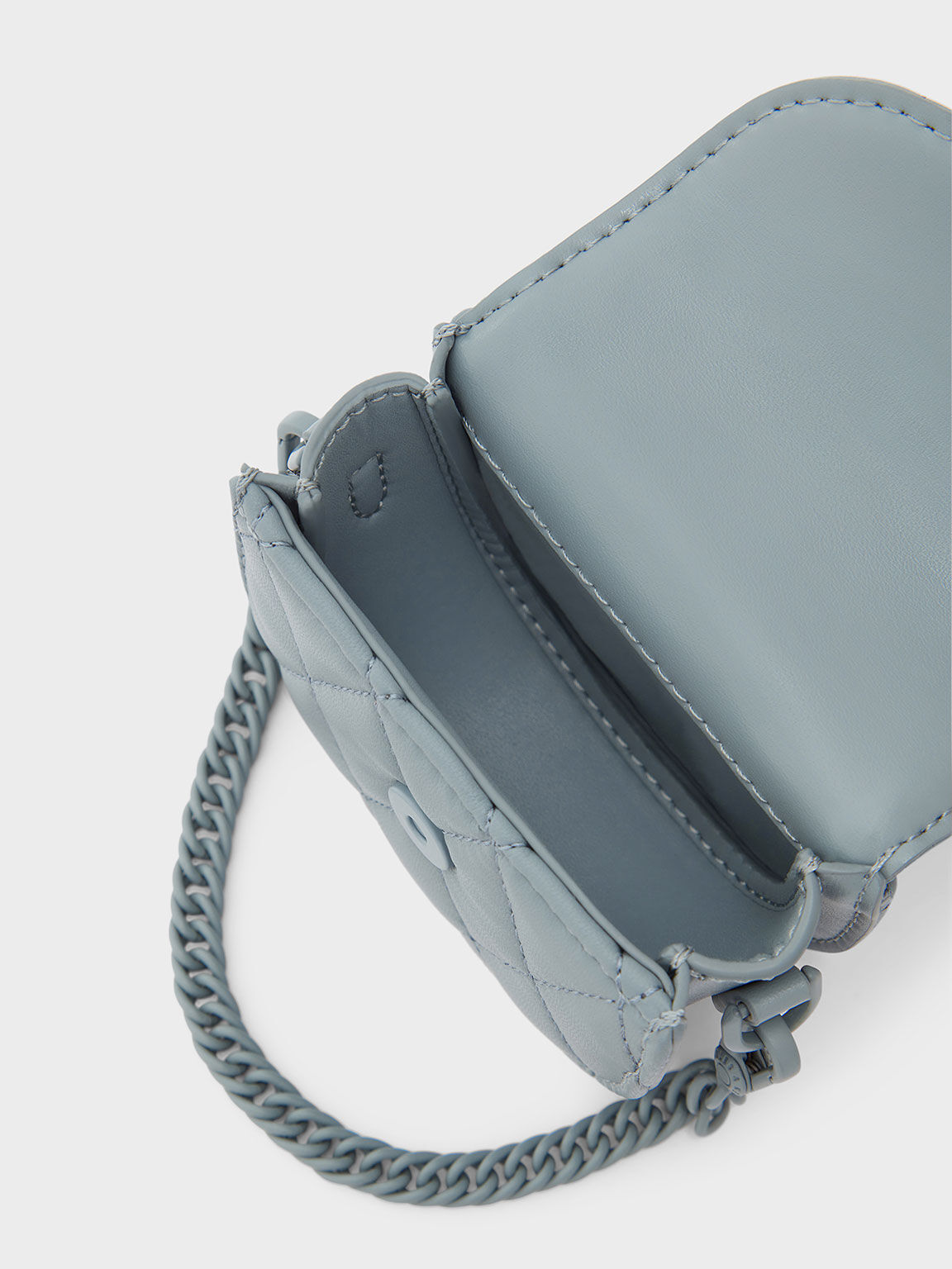 Micro Gabine Quilted Saddle Bag​, Steel Blue, hi-res