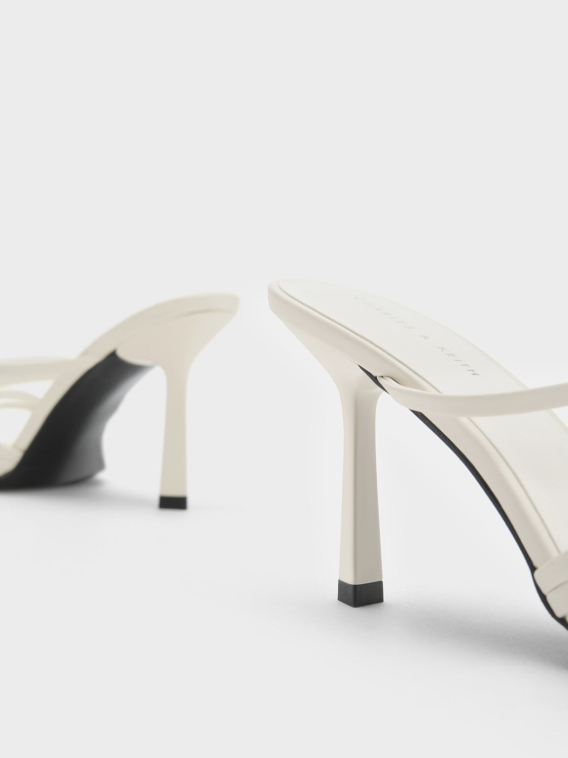 Asymmetric Square-Toe Heeled Mules, Cream, hi-res
