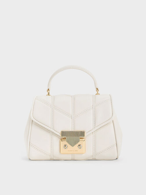 Eudora Chevron Top Handle Bag, Cream, hi-res