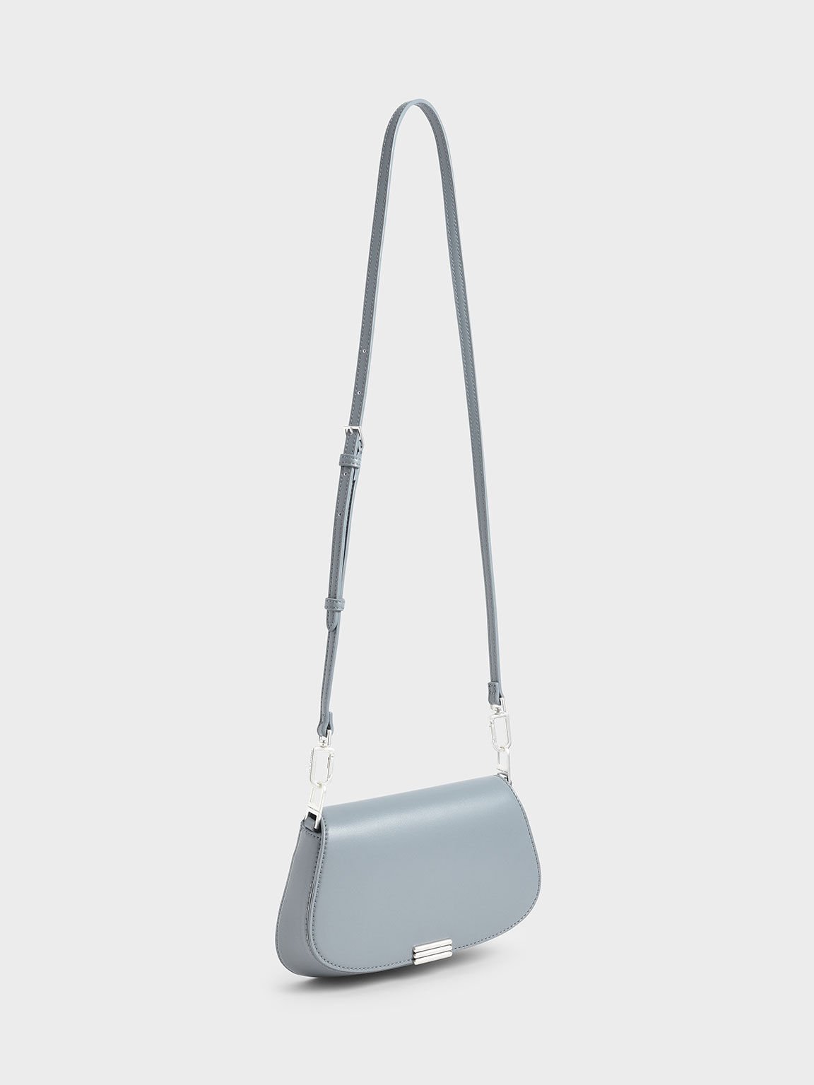 Linear Metallic Accent Small Shoulder Bag, Steel Blue, hi-res