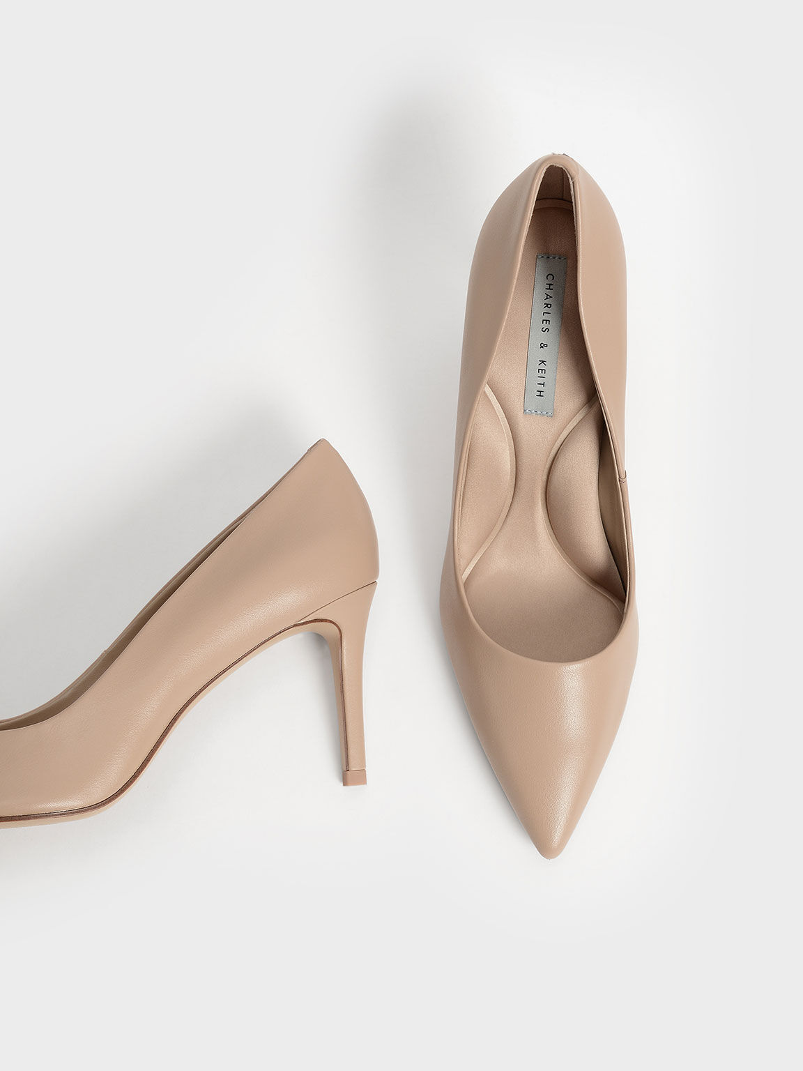 Nude Pointed Toe Stiletto Pumps CHARLES & KEITH