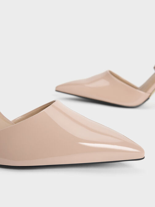 Patent Pointed-Toe Ankle-Strap Pumps, Nude, hi-res