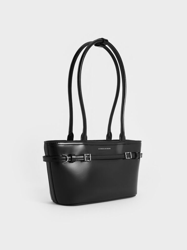 Sloane Elongated-Handle Shoulder Bag, Noir, hi-res