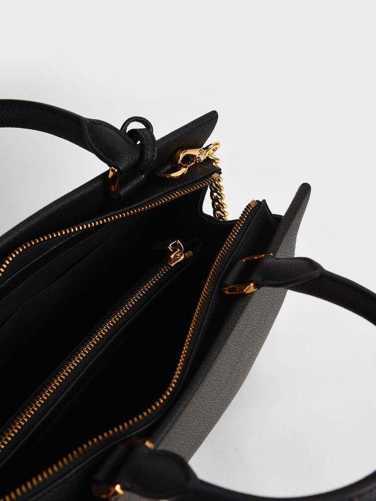 Black Mirabelle Structured Handbag - CHARLES & KEITH US