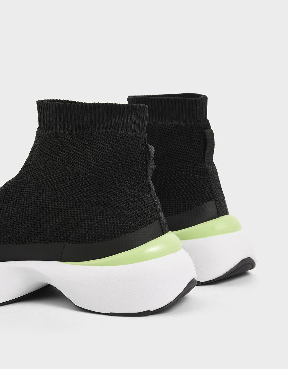 Black Knitted High Top Slip-On Sneakers 