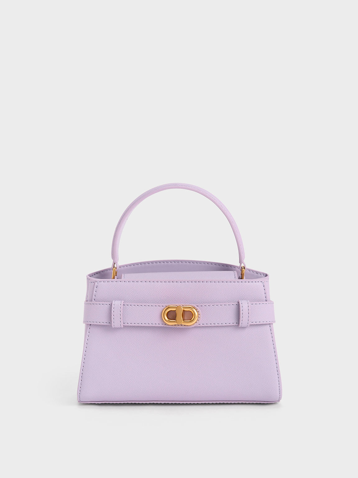 復古金轉釦手提包, 紫丁香色, hi-res