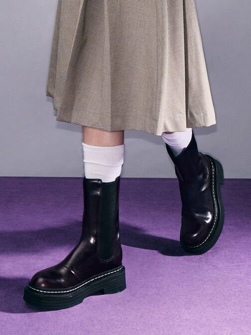 Botas de media caña Chelsea con plataforma, Burgundy, hi-res