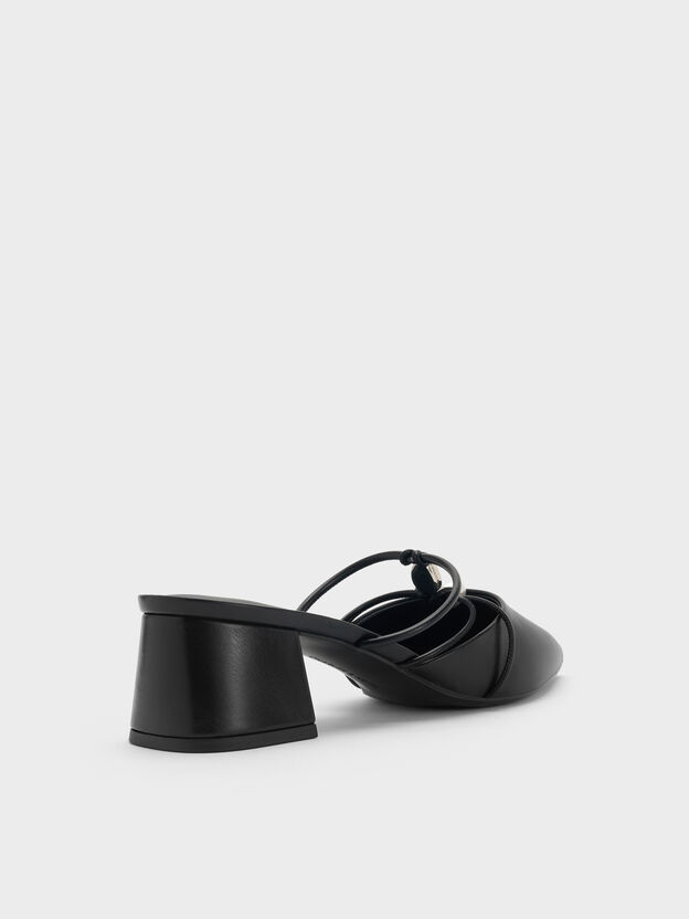 Georgie Bead Pointed Mules, Black, hi-res