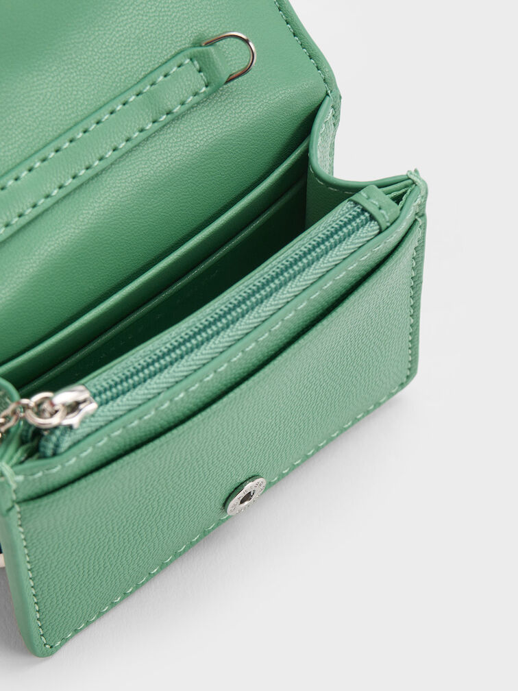 Micaela Quilted Card Holder, Green, hi-res