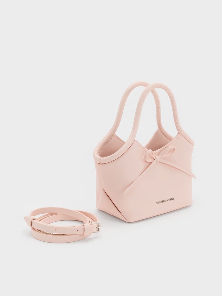 Hazel Bow Tubular Top Handle Bag, Soft Pink, hi-res