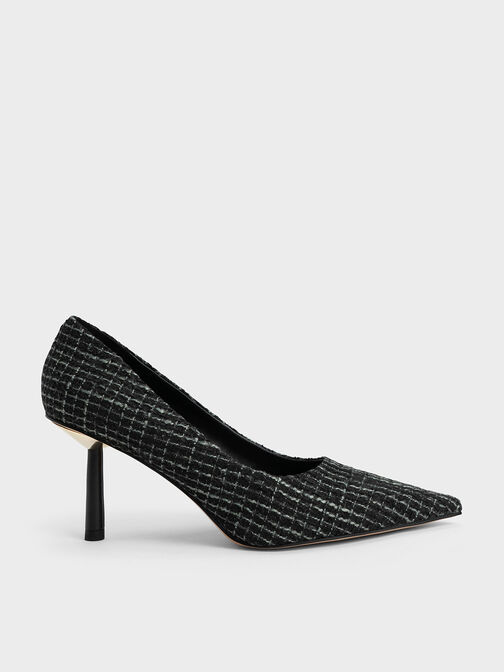 Tweed Pointed-Toe Cylindrical Heel Pumps, Multi, hi-res