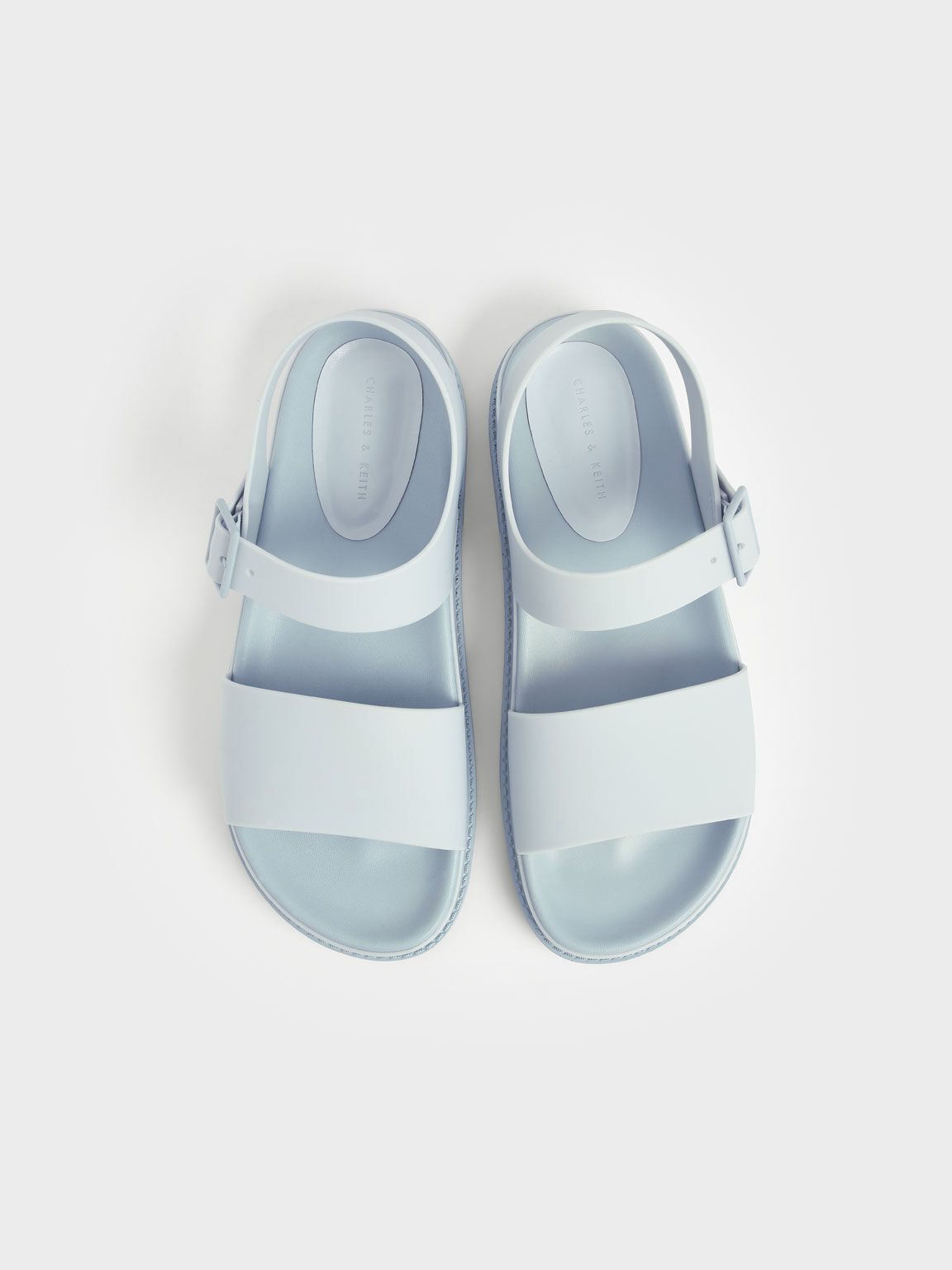 Buckle Strap Flatform Sandals, Light Blue, hi-res