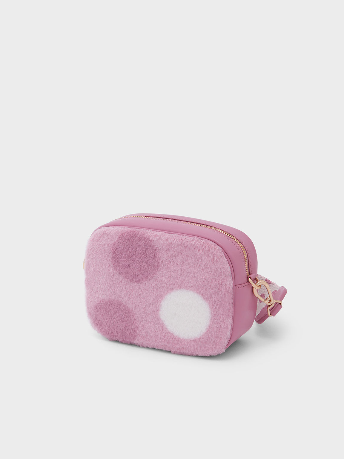 Chailly Furry Panelled Crossbody Bag & Pouch, Pink, hi-res