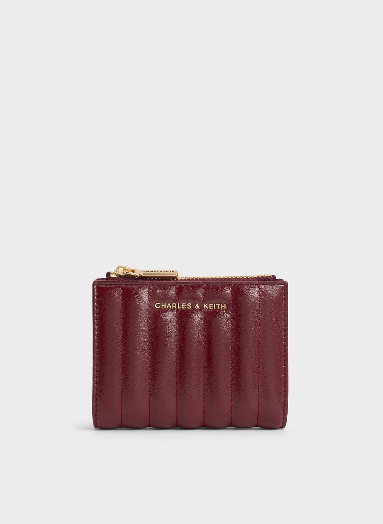 Cartera Donna de efecto arrugado con cremallera y paneles, Burgundy, hi-res