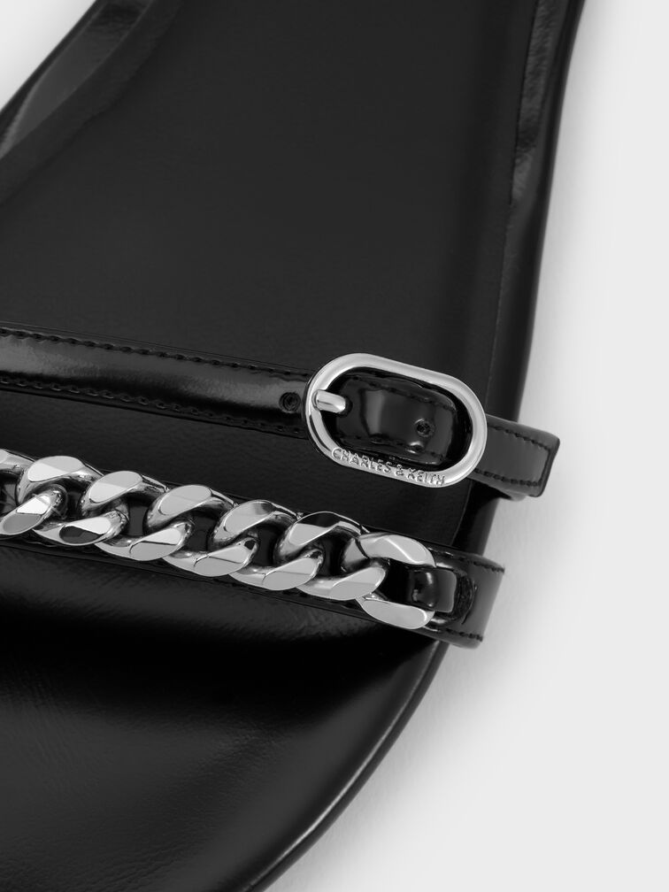 Georgie Chain Ankle-Strap Flats, Black Box, hi-res