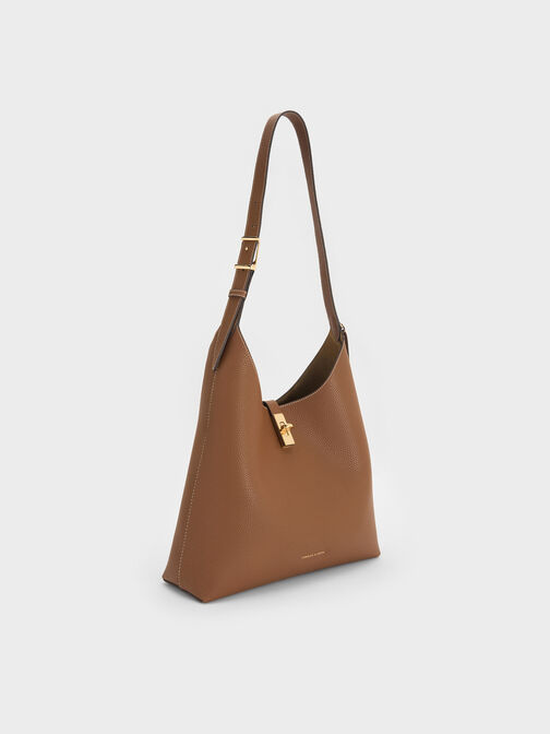 Chance Turn-Lock Hobo Bag, Chocolate, hi-res