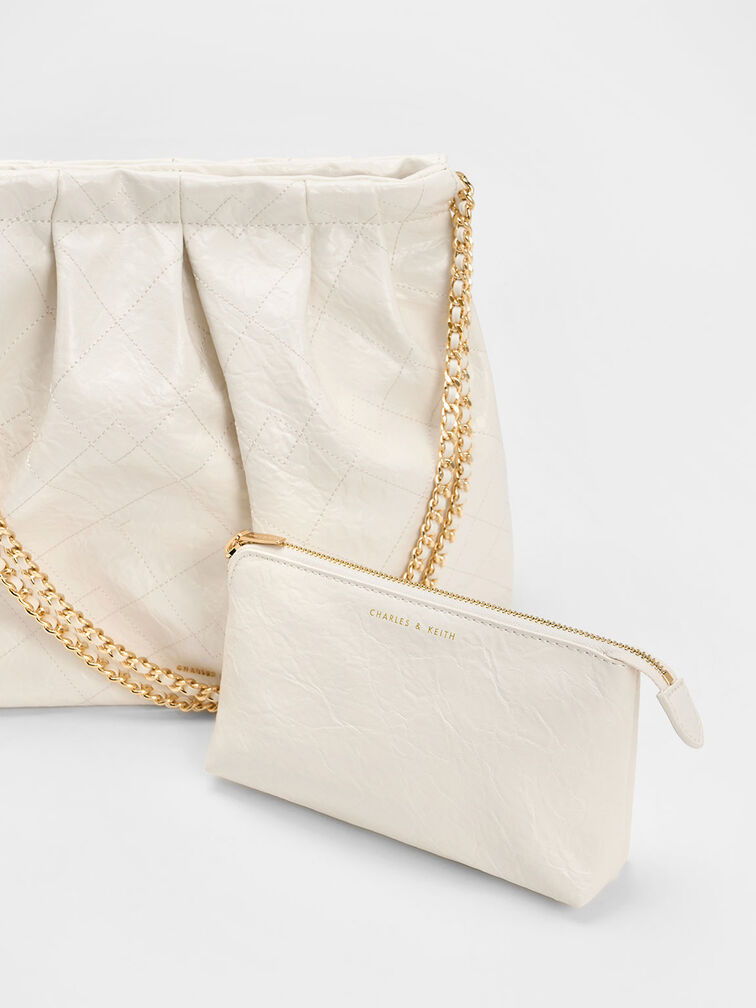 Duo Double Chain Hobo Bag, Cream, hi-res