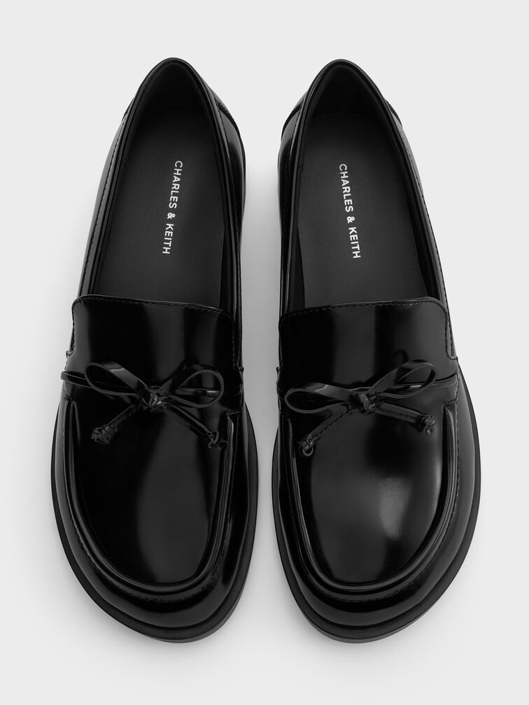 Circle-Charm Bow Loafers, Black Box, hi-res