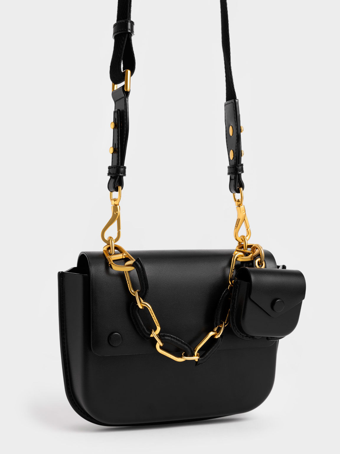 Black Amber Chain Handle Push-Lock Handbag - CHARLES & KEITH KH