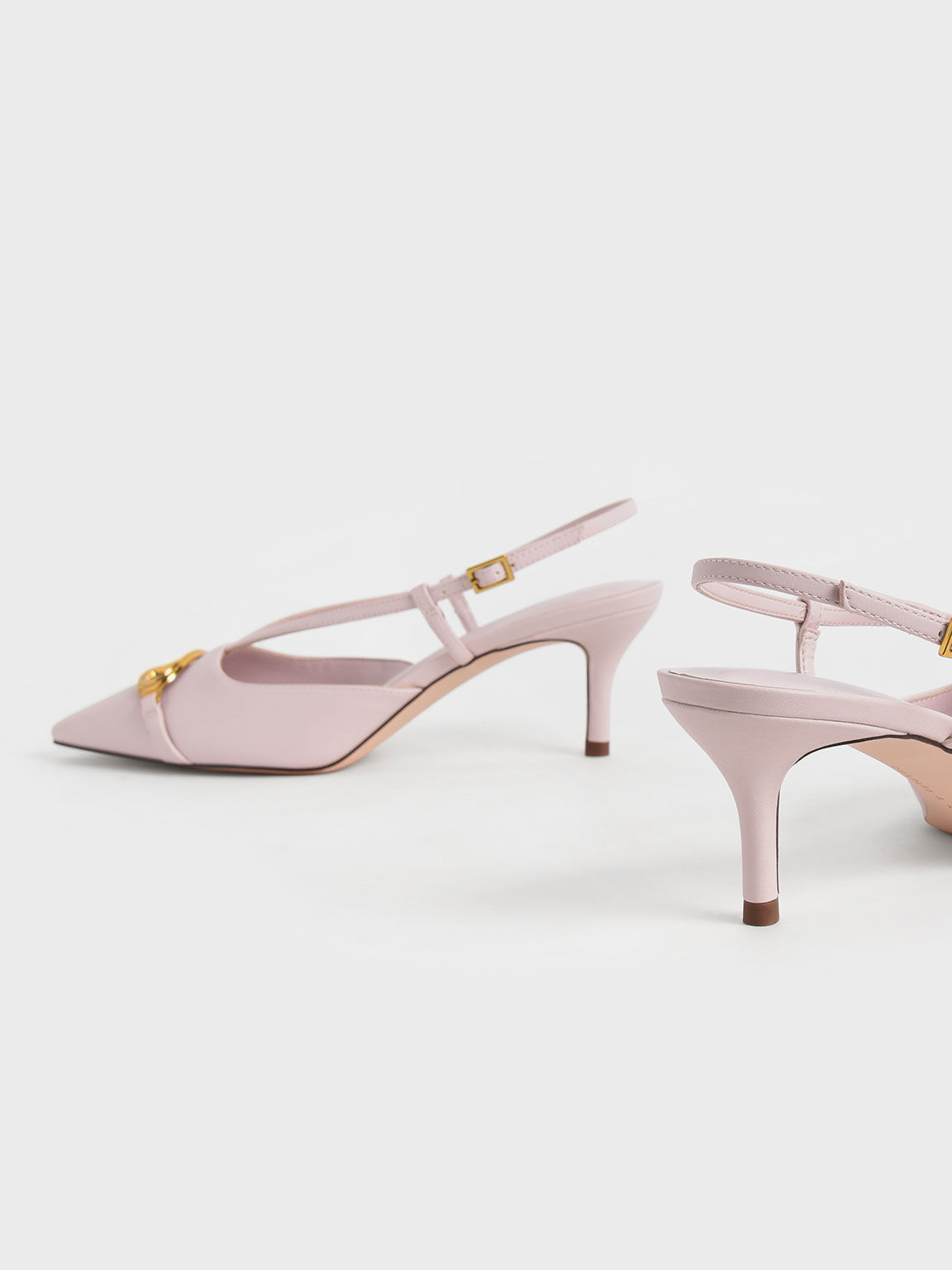 Metallic Accent Slingback Pumps, Light Pink, hi-res