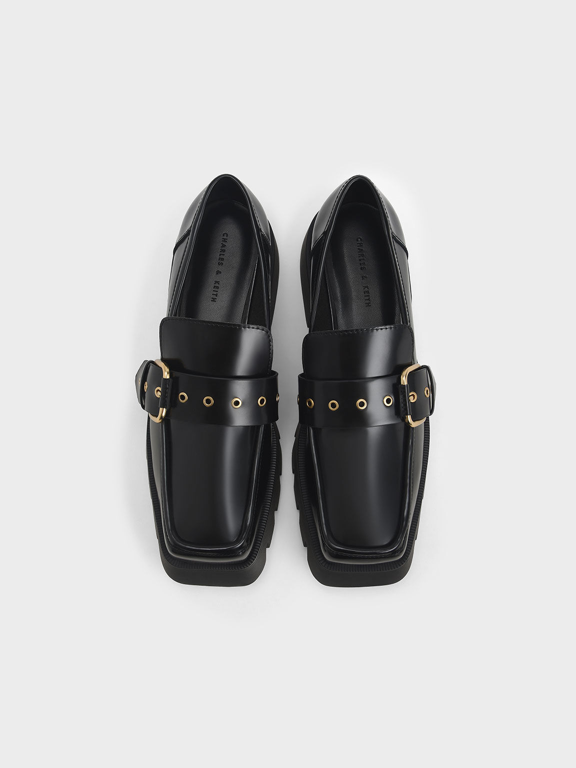 Fay Buckled Chunky Penny Loafers, Black, hi-res