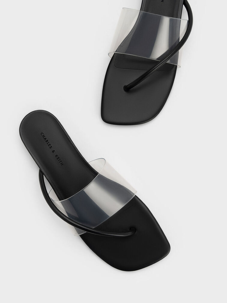 Black Transparent Thong Sandals - CHARLES & KEITH SG