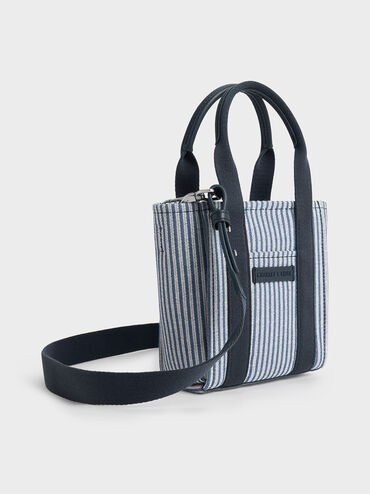 Mini Kay Striped Tote Bag, Blue, hi-res