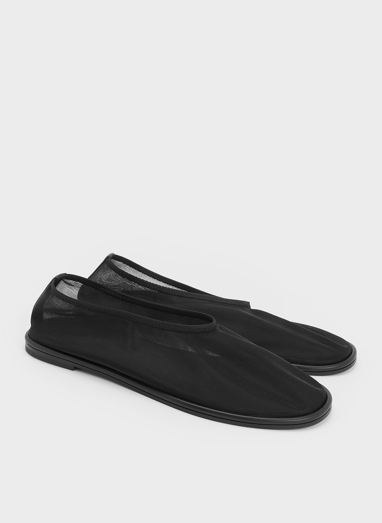 Mesh Ballet Flats, Black Textured, hi-res