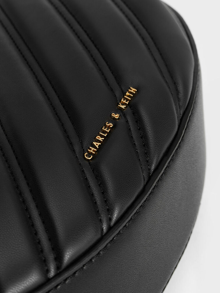 Freja Curved Panelled Bag, Black, hi-res