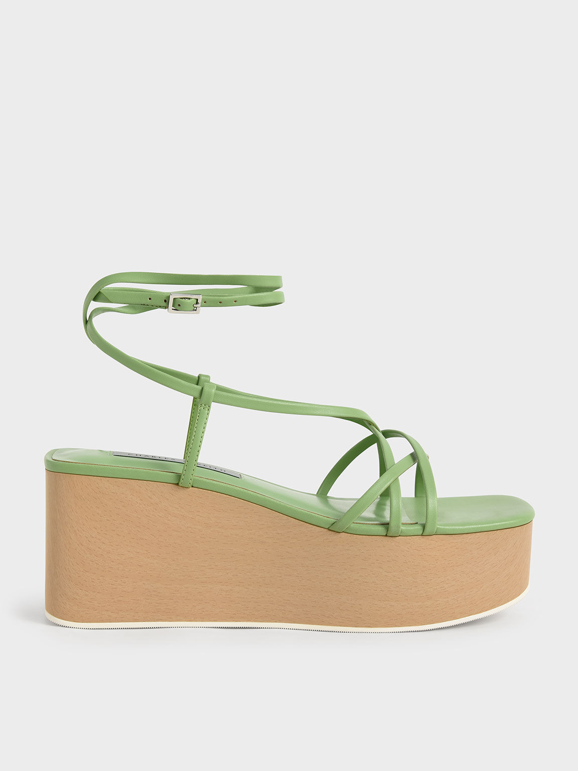 Green Ankle Strap Platform Wedges CHARLES KEITH MO