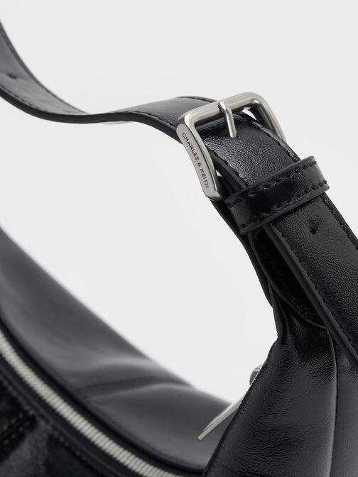 Bessie Side-Pocket Hobo Bag, Noir, hi-res