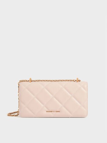 Paffuto 菱格鍊條長夾, 淺粉色, hi-res