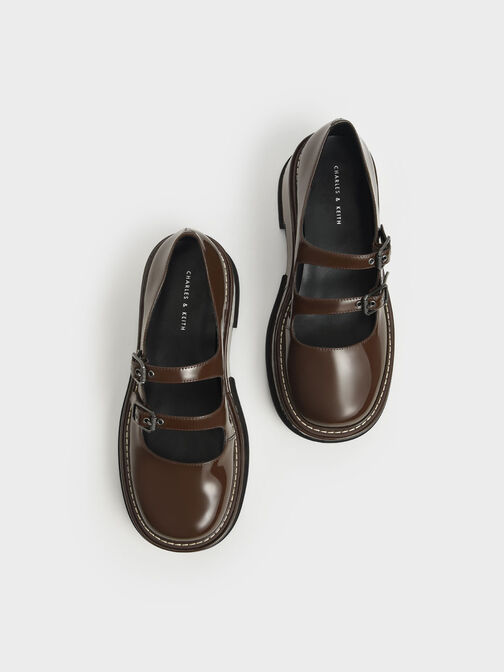 Frankie Patent Platform Mary Janes​, Dark Brown, hi-res