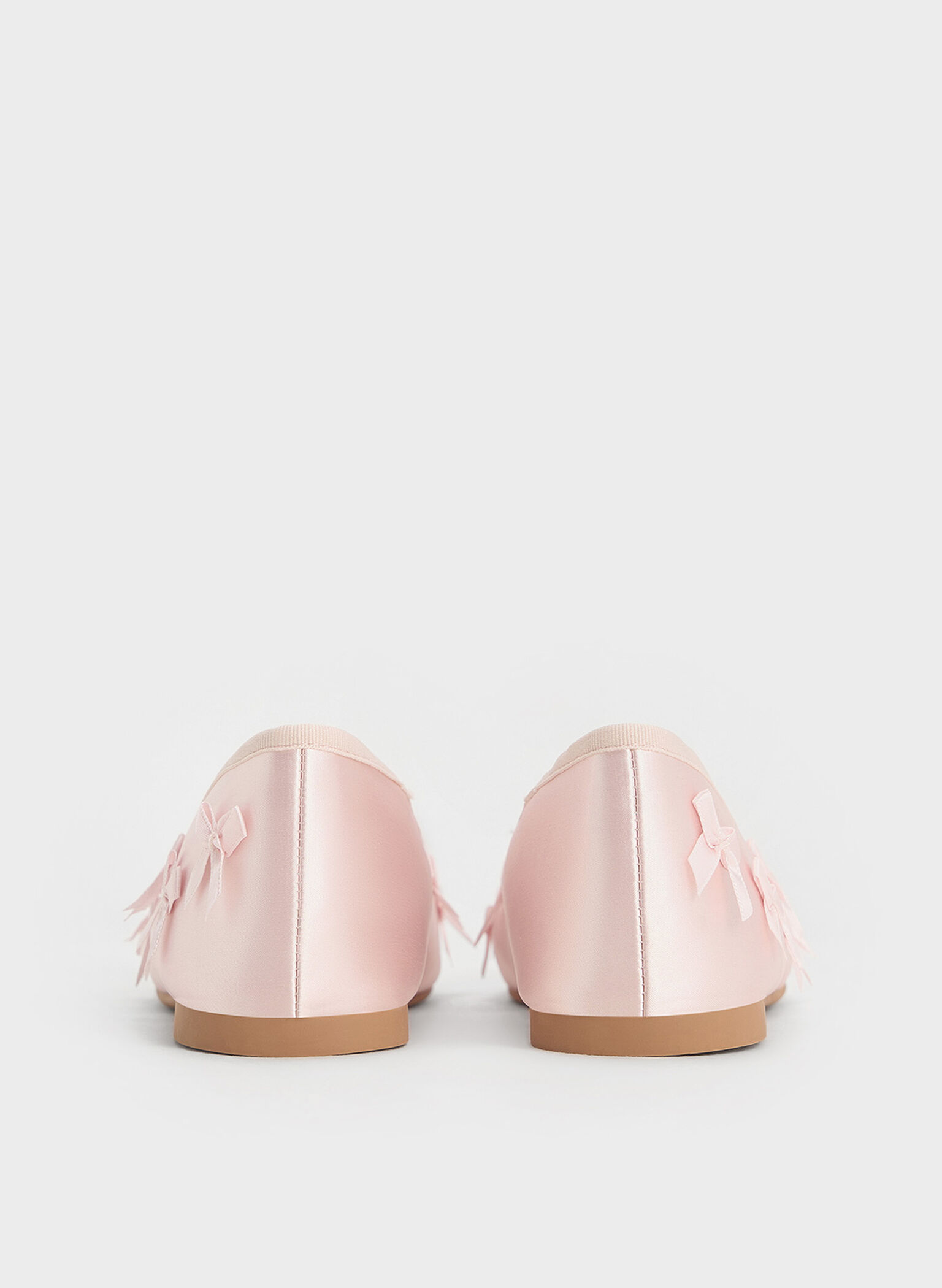 Girls' Satin Bow Crossover-Strap Ballet Flats, Blush, hi-res