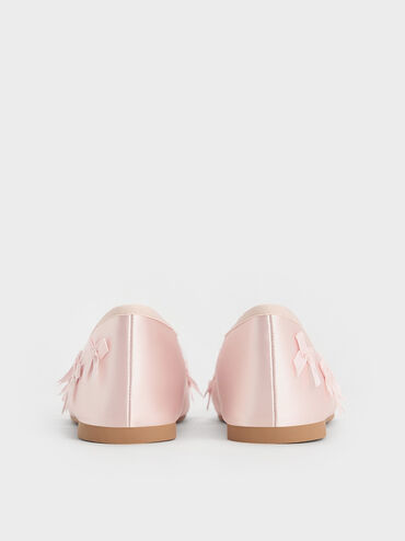 Girls' Satin Bow Crossover-Strap Ballet Flats, Blush, hi-res