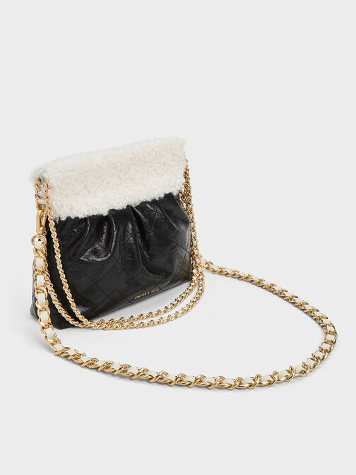 Duo Furry Chain Handle Shoulder Bag, Multi, hi-res